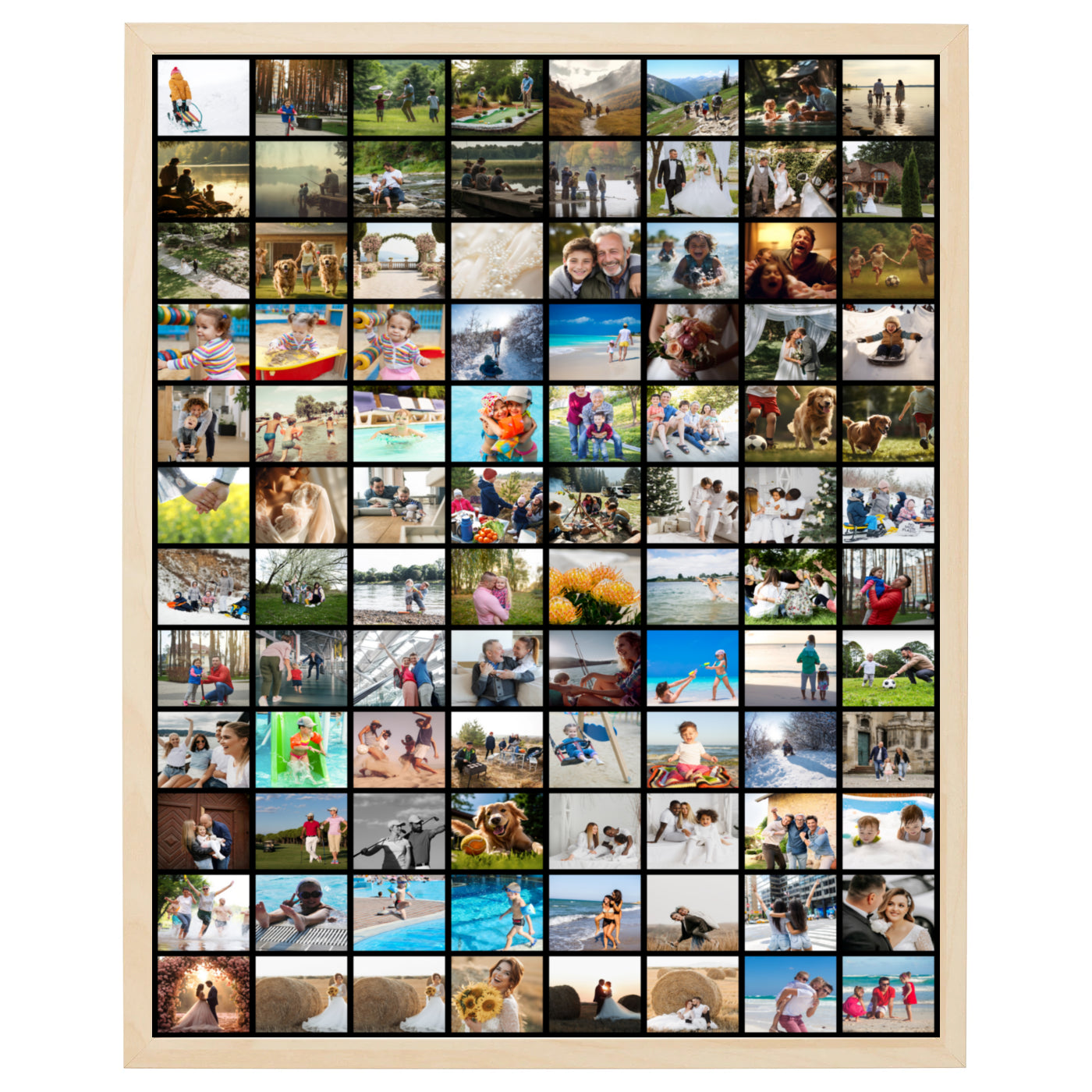 foto kollage i sort baggrund med 96 fotos i grid design