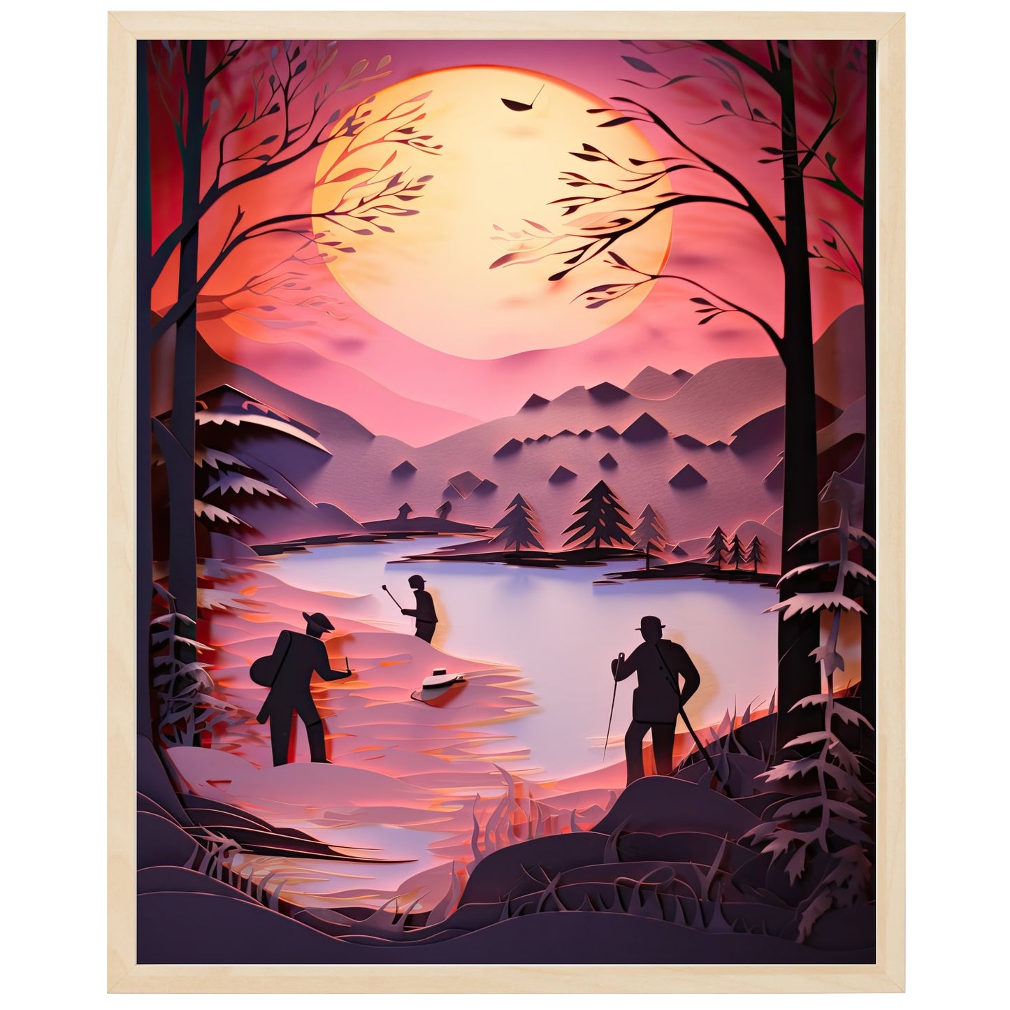 Billedet viser fiskere ved en flod, der kaster deres fiskestænger ud i vandet.