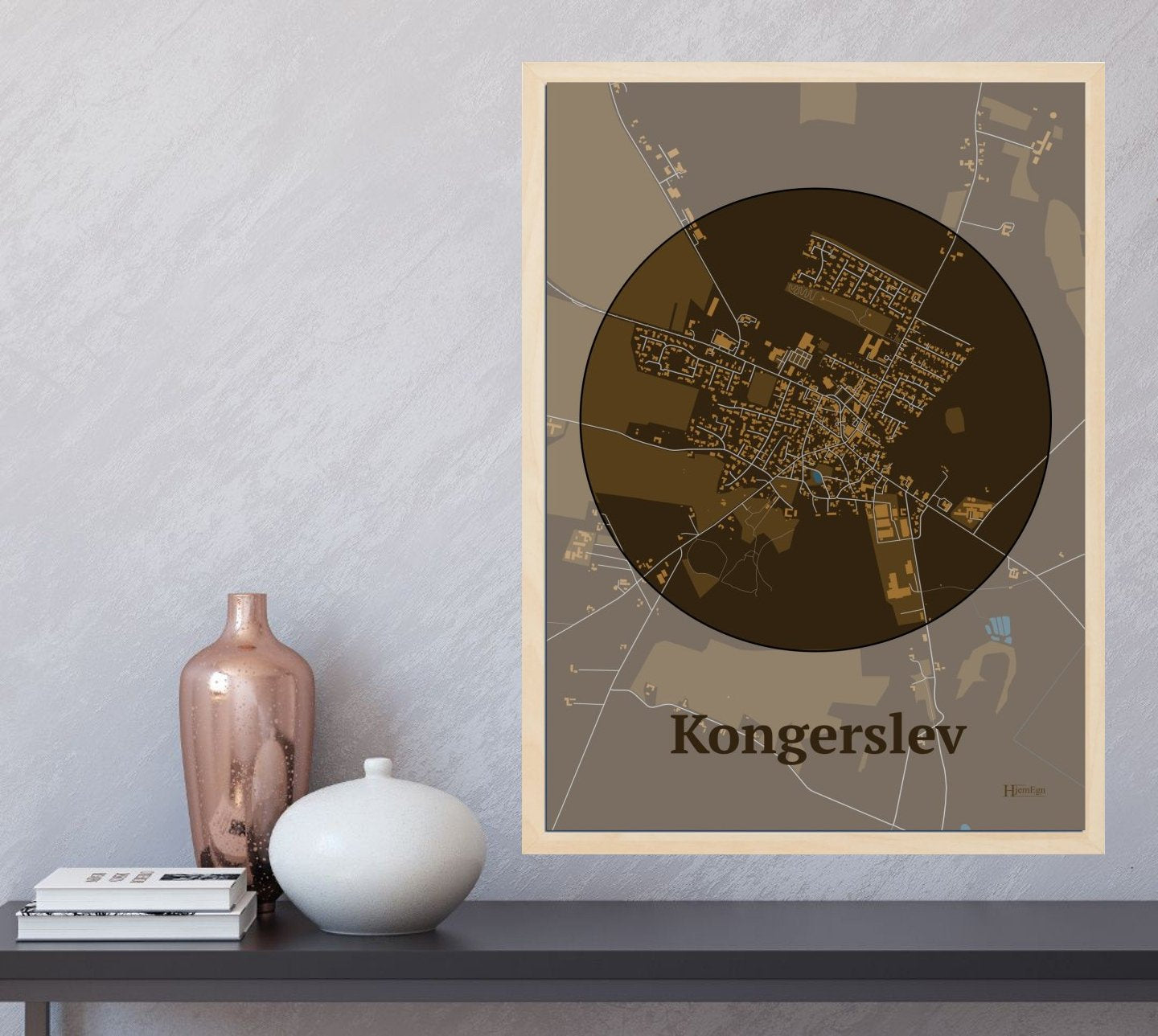 Kongerslev plakat i farve og HjemEgn.dk design centrum. Design bykort for Kongerslev