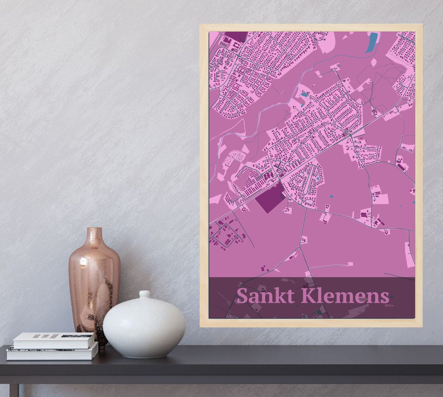 Sankt Klemens plakat i farve og HjemEgn.dk design firkantet. Design bykort for Sankt Klemens
