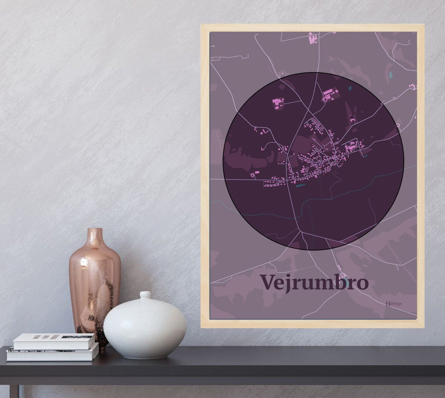 Vejrumbro plakat i farve og HjemEgn.dk design centrum. Design bykort for Vejrumbro
