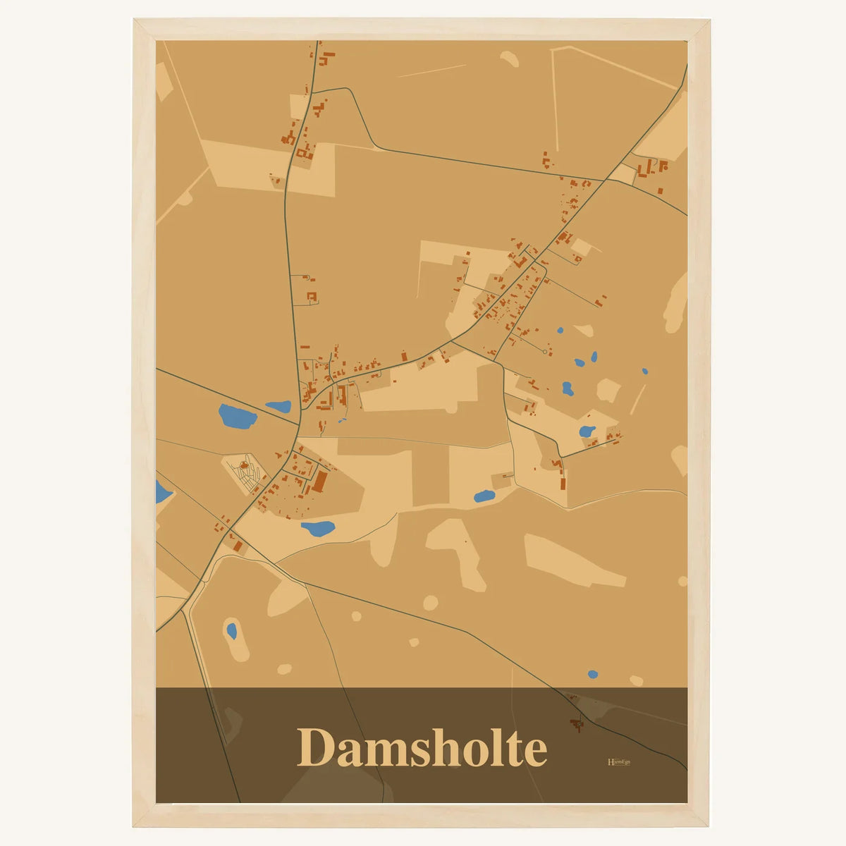 Damsholte plakat – Firkantet 2026 – Lys pastel brun