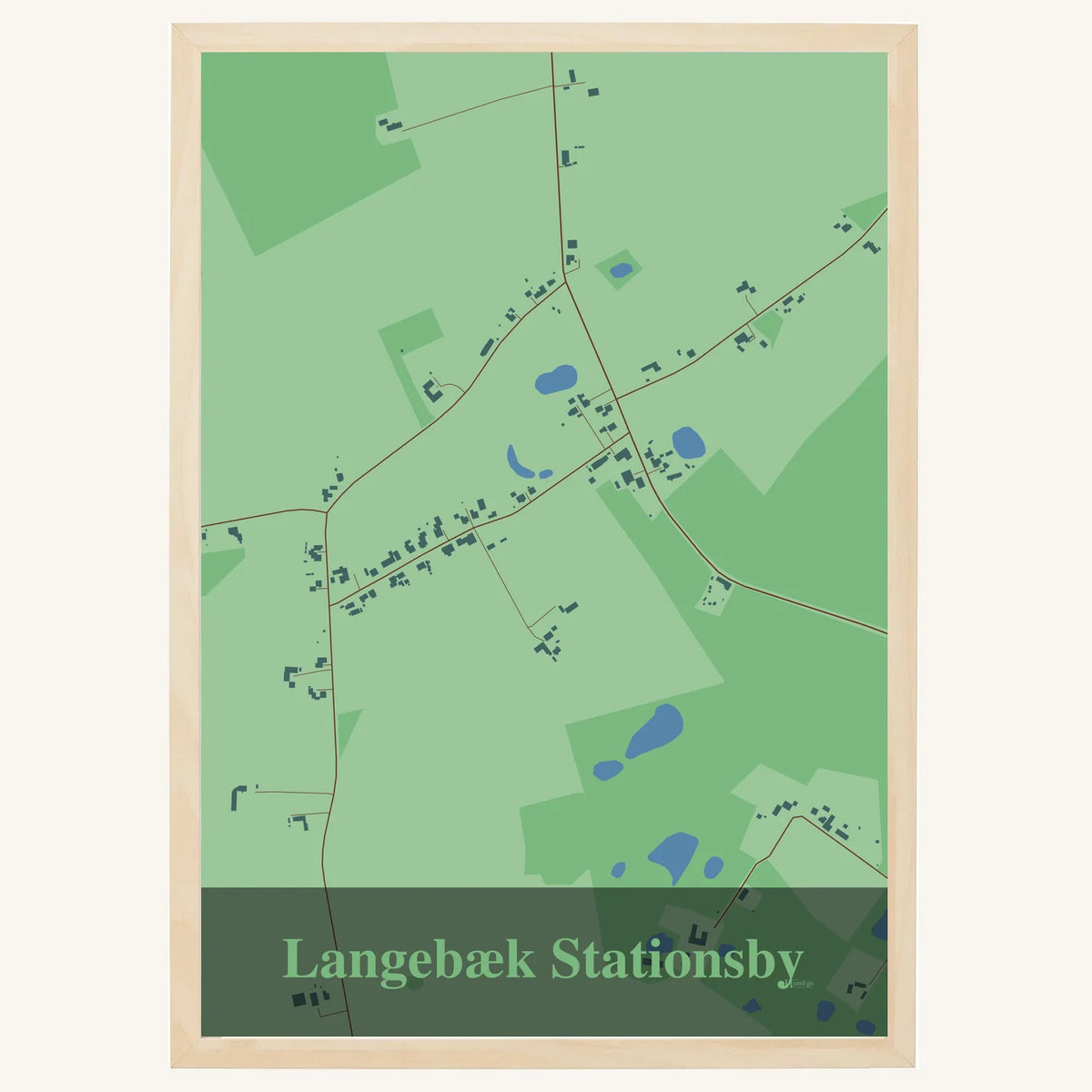 Langebæk Stationsby plakat – Firkantet 2026 – Lys pastel grøn