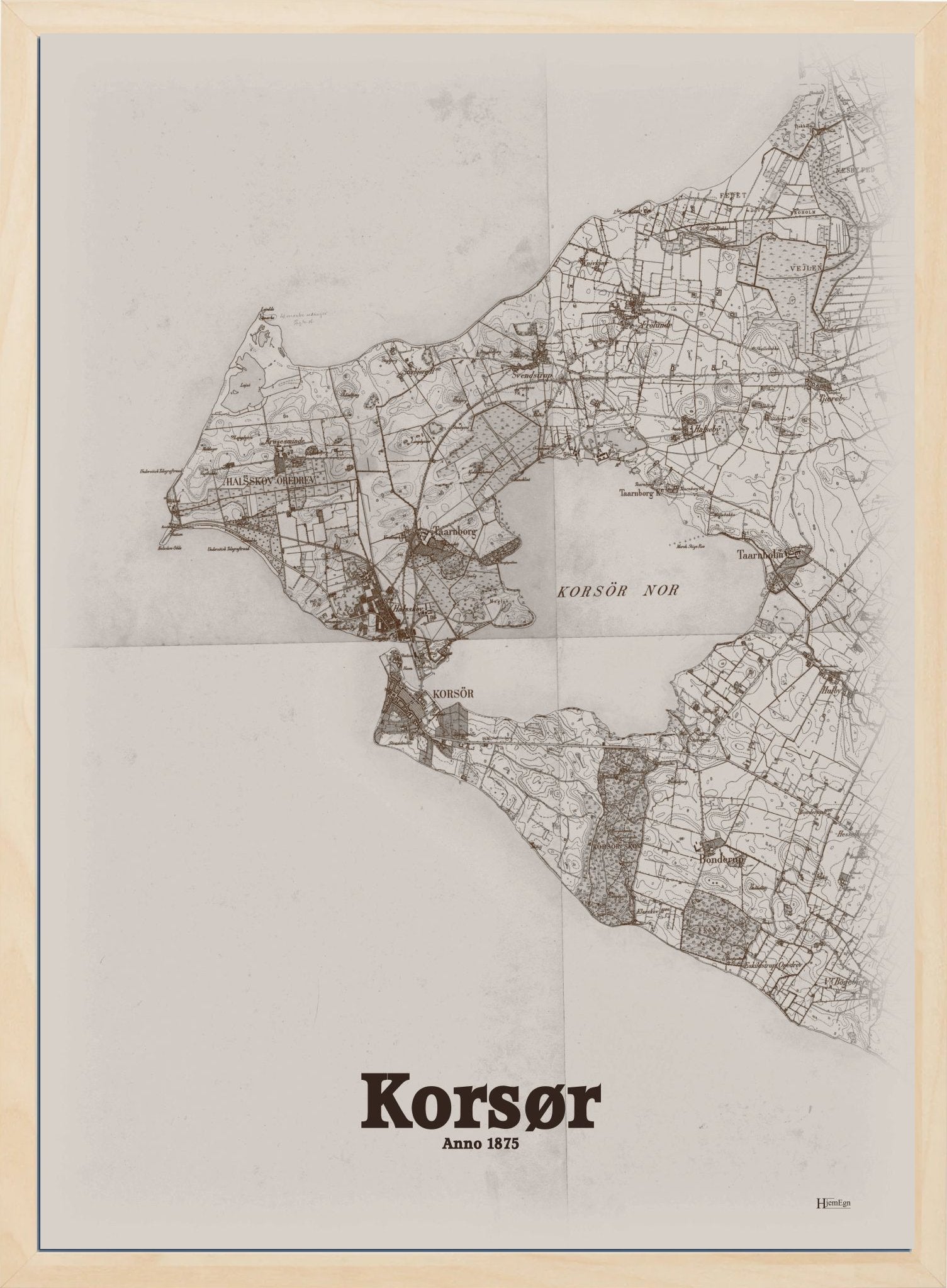Korsør anno år 1875 | retro plakat fra din HjemEgn | hurtig levering og høj kvalitet [køb nu] 