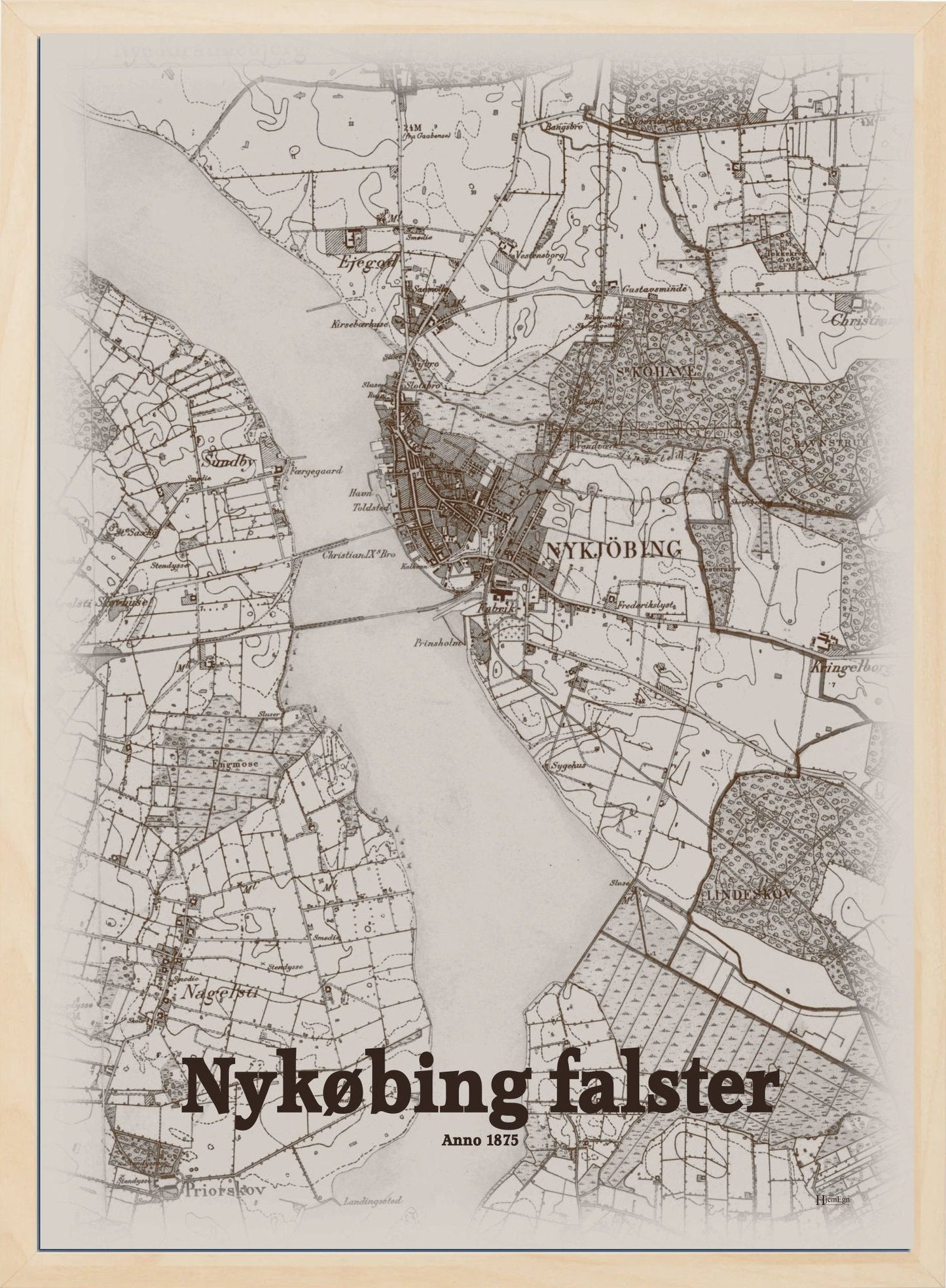 Nykøbing Falster anno år 1875 | retro plakat fra din HjemEgn | hurtig levering og høj kvalitet [køb nu] 