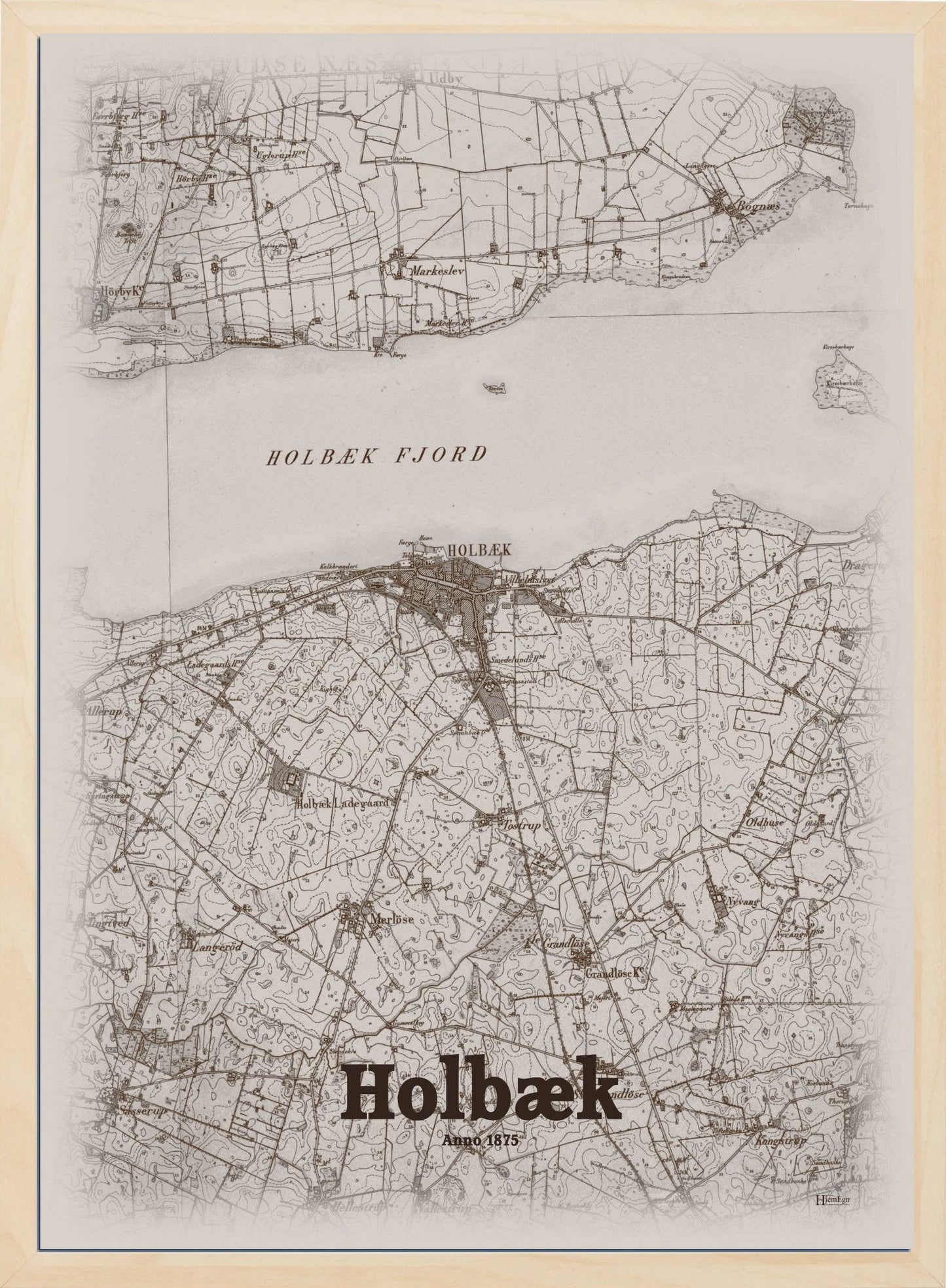 Roskilde anno år 1875 | retro plakat fra din HjemEgn | hurtig levering og høj kvalitet [køb nu] 