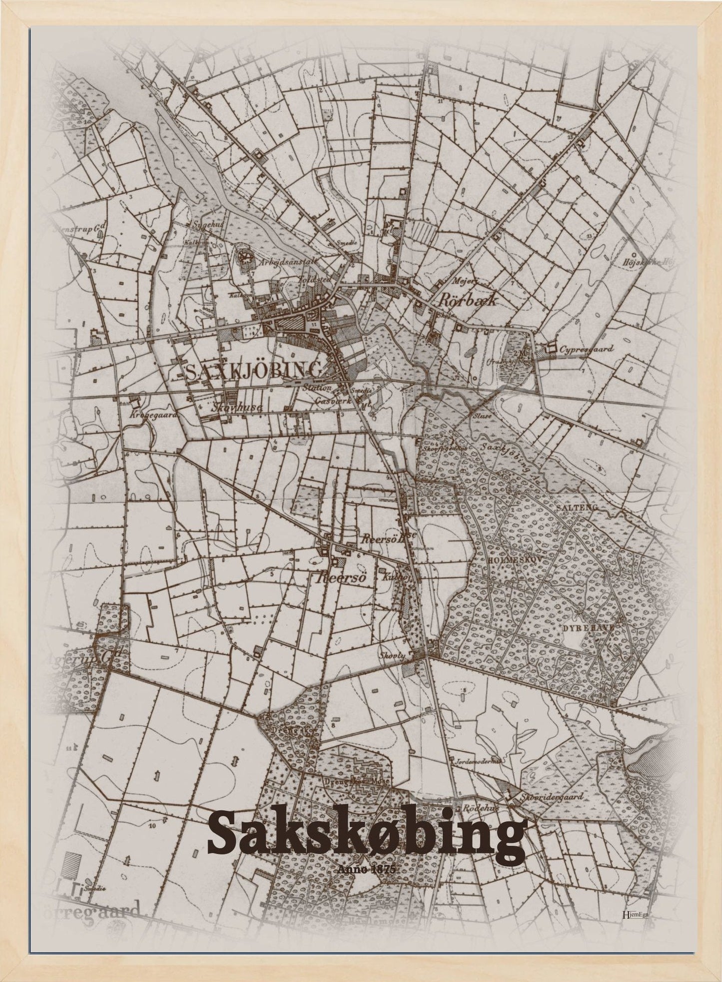 Sakskøbing anno år 1875 | retro plakat fra din HjemEgn | hurtig levering og høj kvalitet [køb nu] 