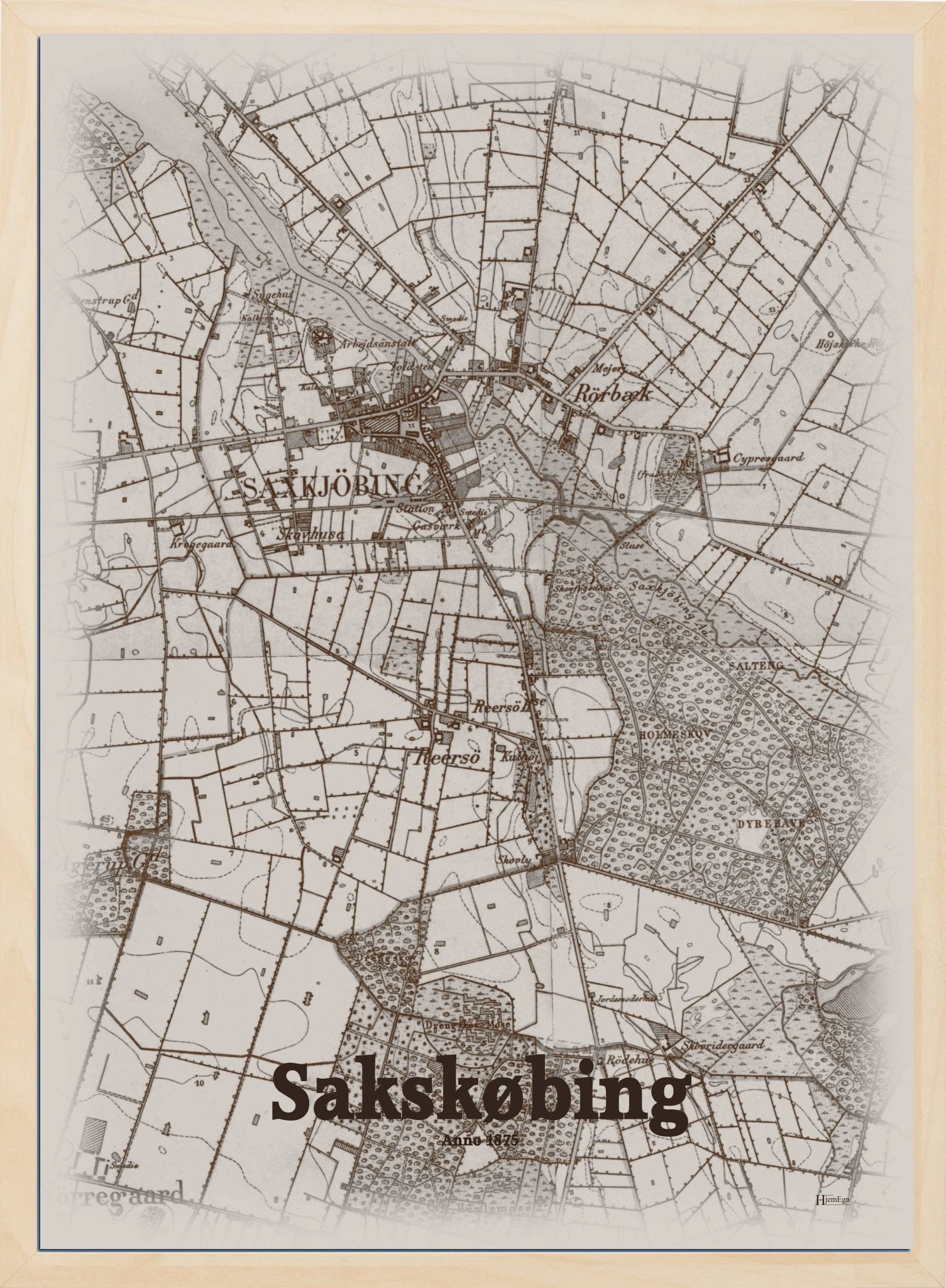 Sakskøbing anno år 1875 | retro plakat fra din HjemEgn | hurtig levering og høj kvalitet [køb nu] 