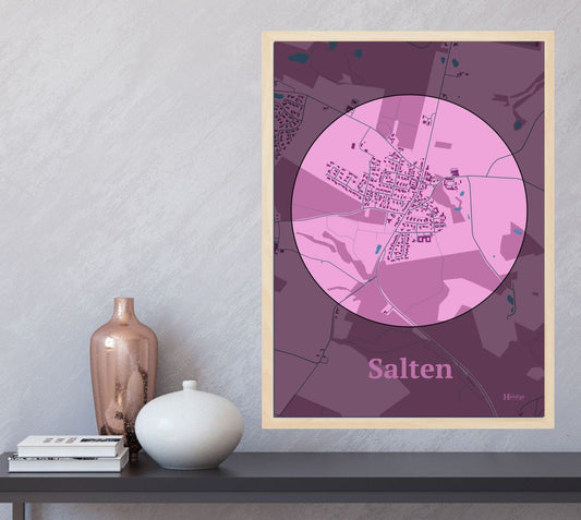 Salten plakat i farve  og HjemEgn.dk design centrum. Design bykort for Salten