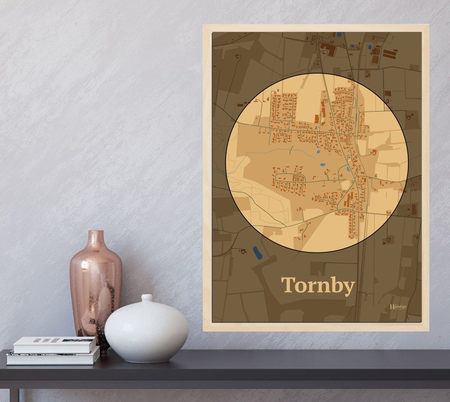 Tornby plakat i farve  og HjemEgn.dk design centrum. Design bykort for Tornby